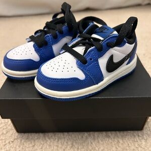 Nike Jordan 1 Retro Low OG (TD) White/Black/Game Royal/Sail Kids Shoes - Size 5C